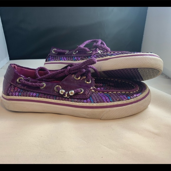 Sperry Top-Sider “Bahama” Plum Sequined Sz 13 - Picture 1 of 6